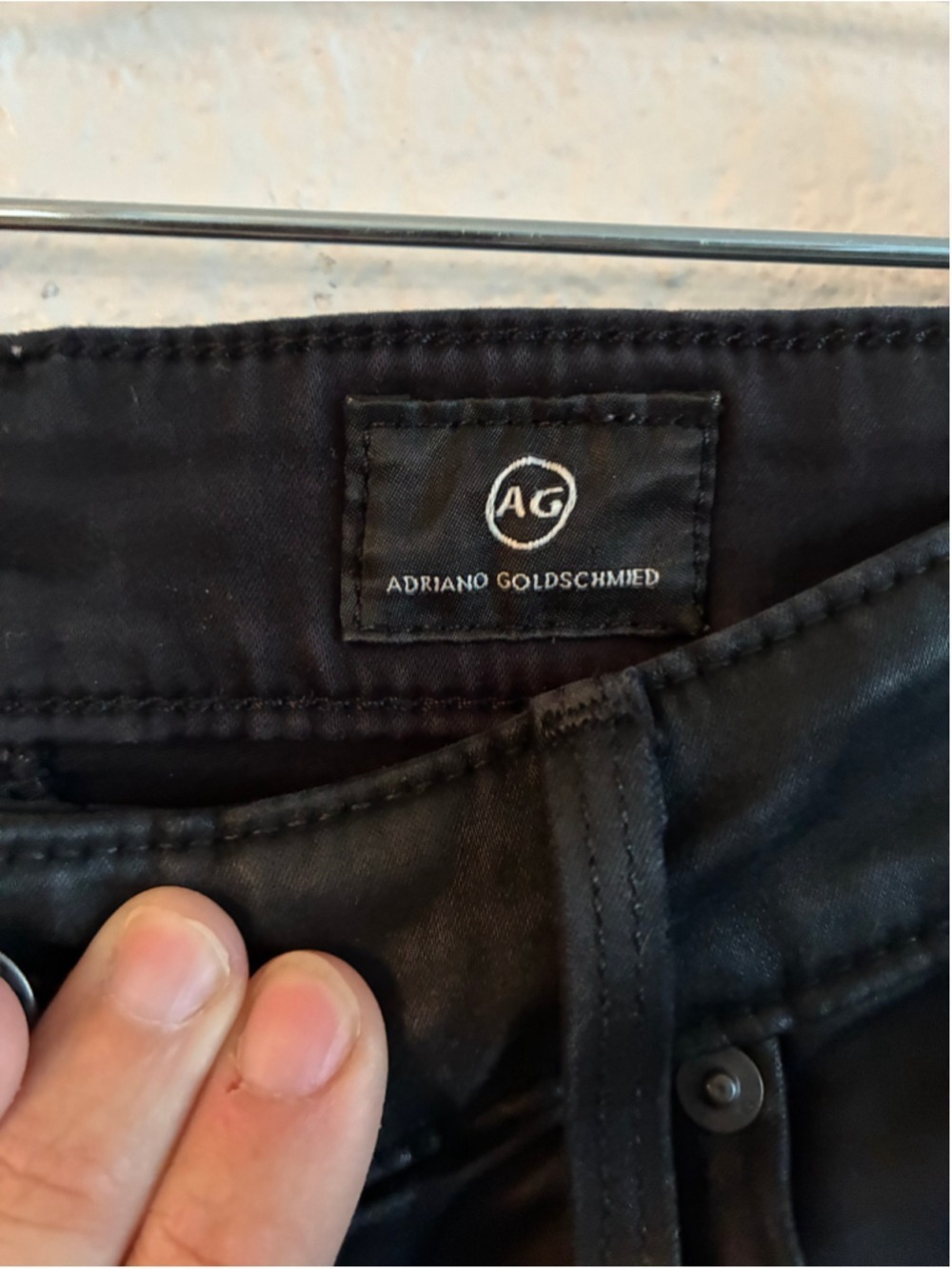 AG Adriano Goldschmied The Farrah Skinny Coated Black Jeans Size 27 Regular 27R - Picture 6 of 11